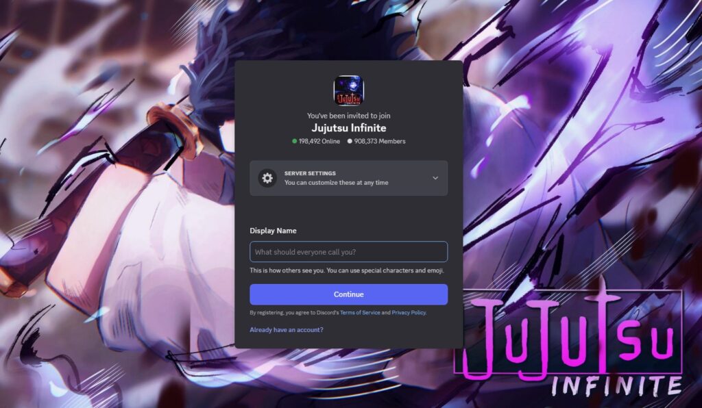 a demo of jujutsu infinite discord server