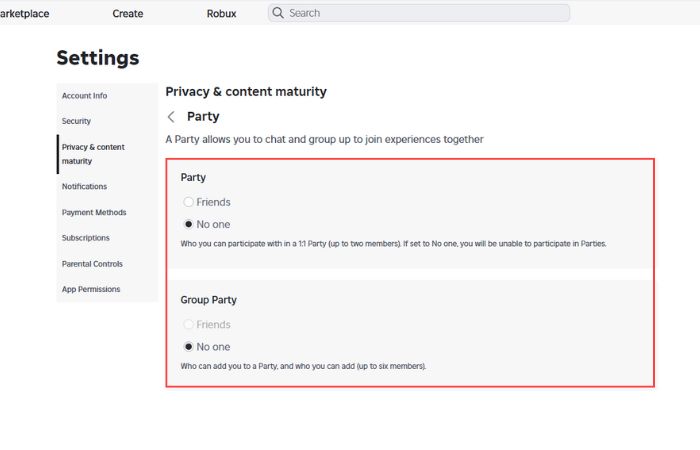 Go back to Party under Communication