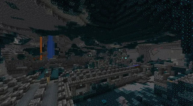 an ancient deep and dark city in minecraft.