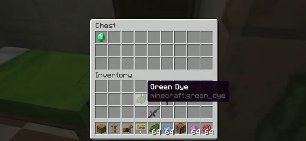 green dye in minecraft inventory