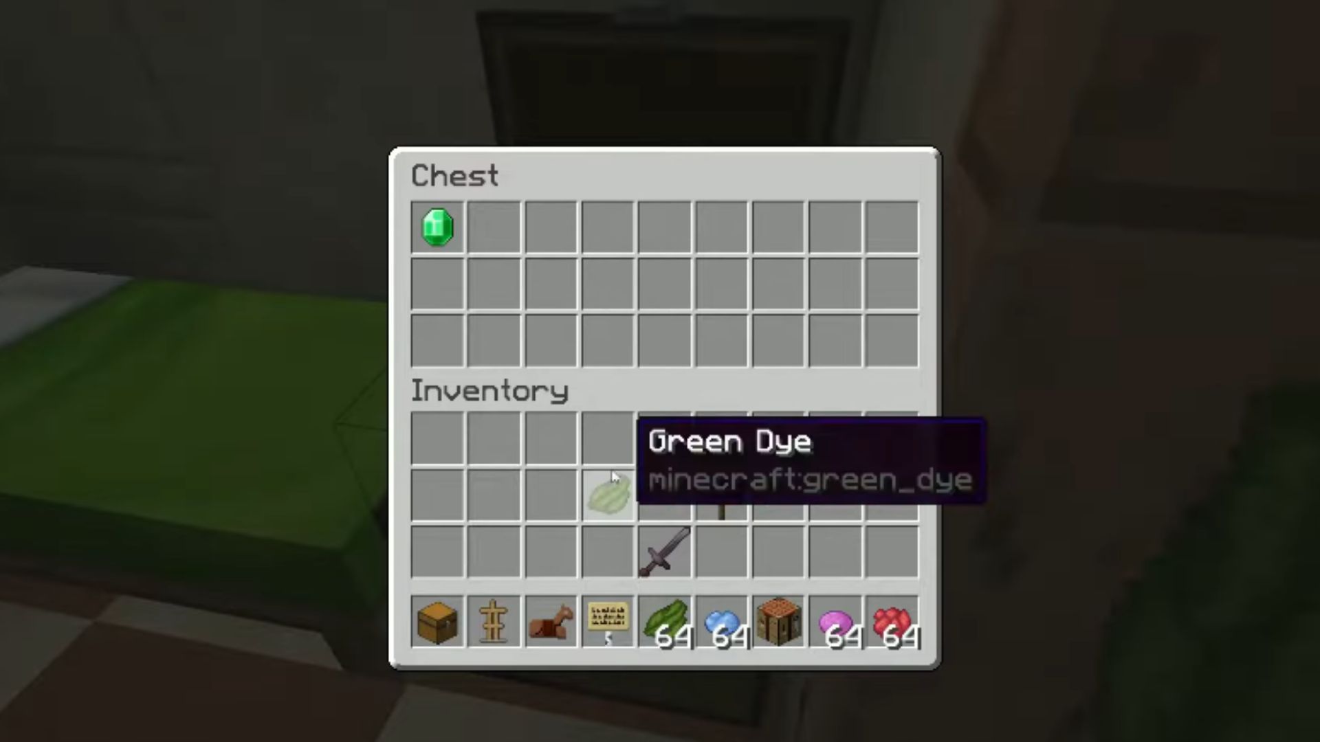 green dye in minecraft inventory