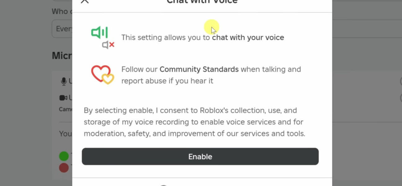 turning on voice chat in roblox