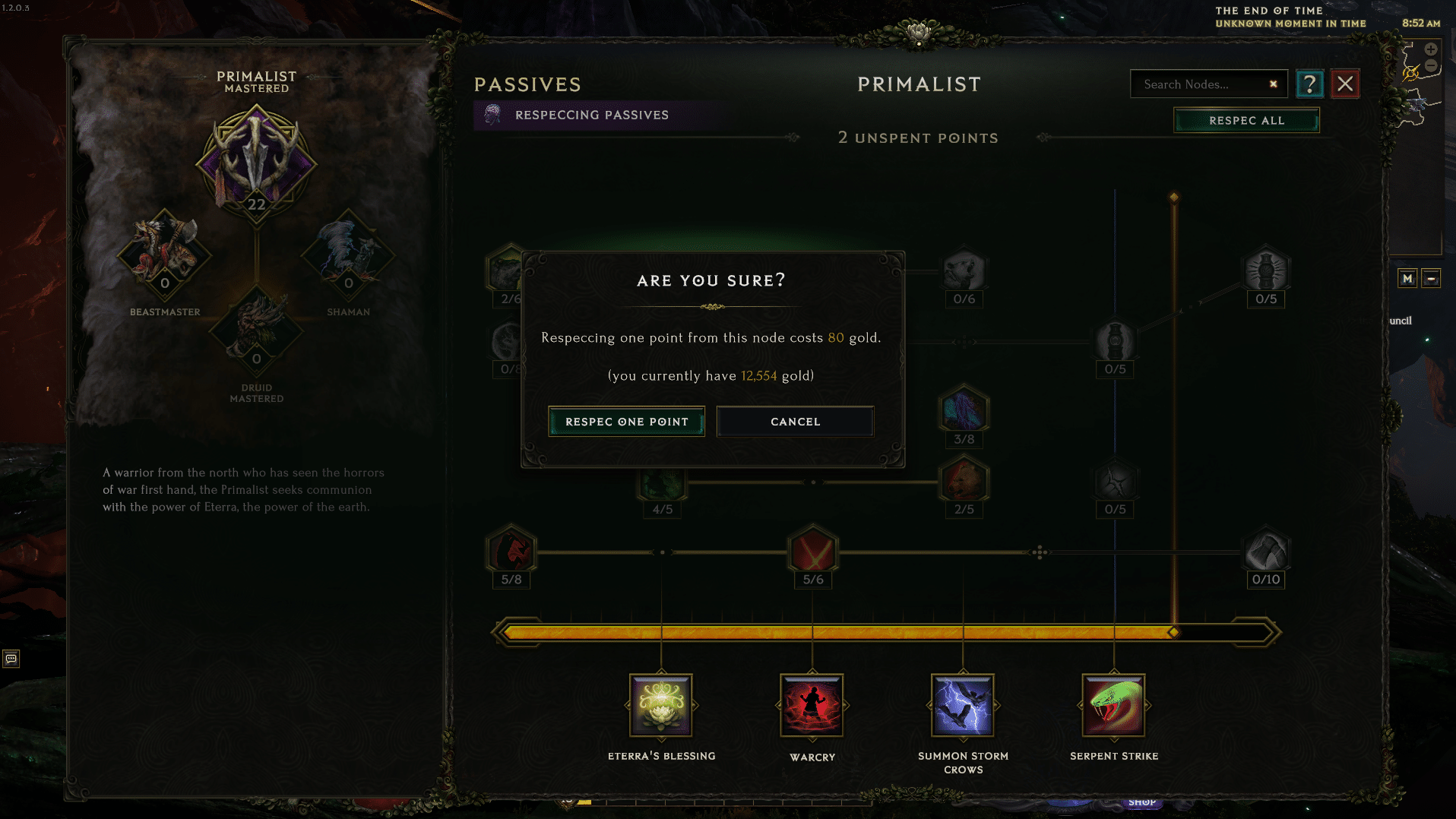 Respec Mastery points via Chronomancer Lerinne in Last Epoch.